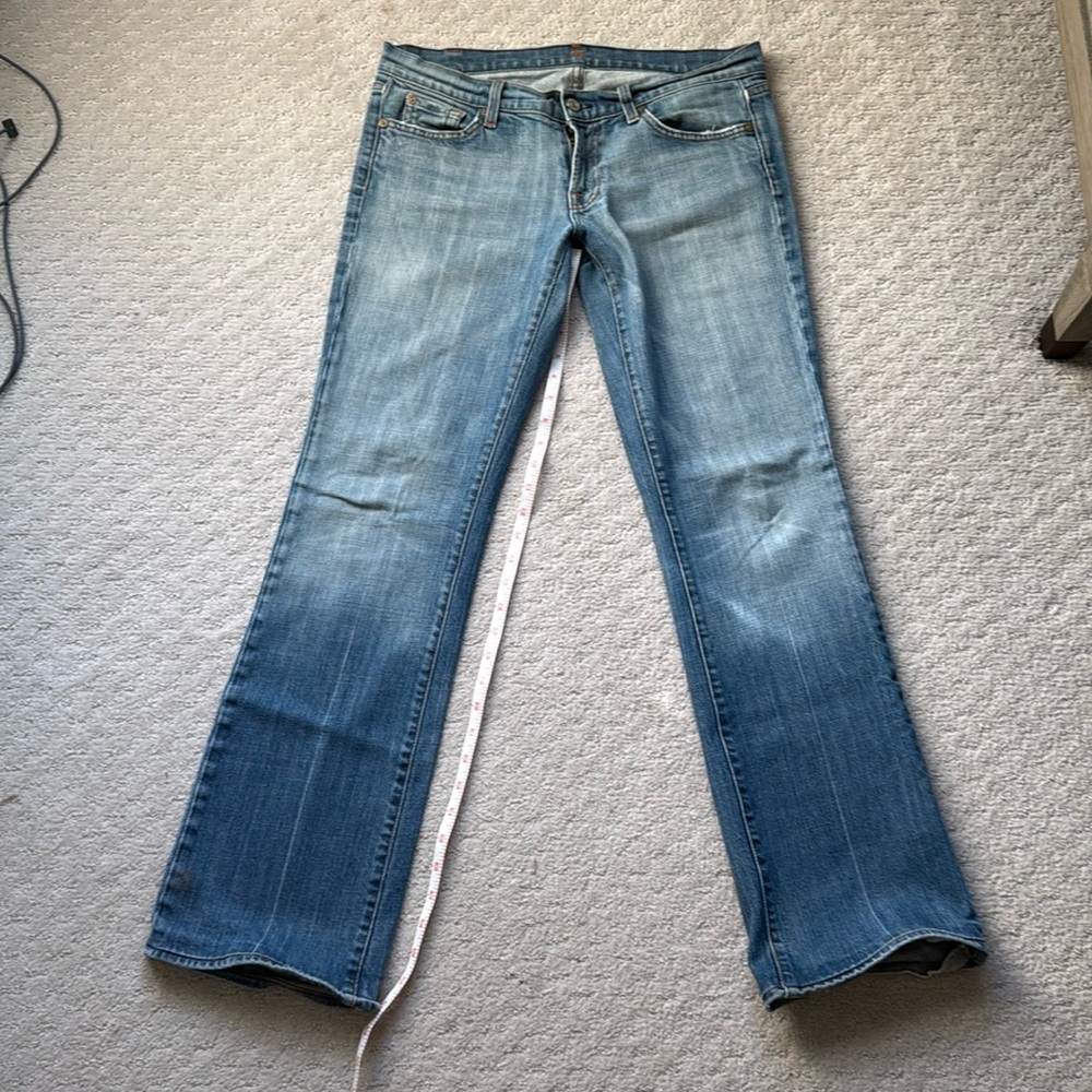7 For All Mankind Women's Straight Leg Jeans - Light Blue
